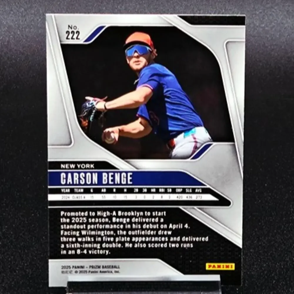 Carson Benge Red 067/299 Prizm Rated Prospect RC New York Mets Top Prospect - Picture 6 of 8